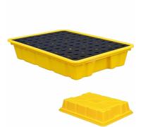 Leakproof Modular Spill Tray - Industrial Containment Platform with Grating for Labs & Warehouses - 49x35x9cm - Effective Spill Control Solution