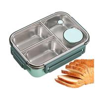Leakproof Salad Box with 3 Compartments, 8.86x6.5x2.76 Inches Stainless Steel Lunch Box, Four Sided Locking Gasket Design, Easy Transportation Suitable for Sports, Camping and Travel