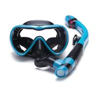 Leakproof Snorkel Set Anti-fog Swimming Snorkeling Goggles Glasses with Dry Snorkel Tube for Snorkeling(SKY BLUE)