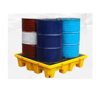 Leakproof Spill Containment Tray - Stackable Polyethylene Oil Tank Pallet for Garage Storage Paint Buckets & More Removable Grid Yellow 80L 130x68x15 cm