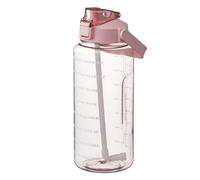 Leakproof Water Bottle with Straw, 2L Big Gym Water Bottles for Men Women with Handle, Clear Tritan BPA-Free Sports Drinks Bottle with Time Markings, Drinking Bottles for Sport/School/Cycling (D)