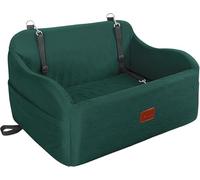 Lealchum Dog Booster Car Seat for Medium Dogs,Two Clip-On Safety Leashs Dog Car Bed for Two Small Dogs, Removable and Washable Comfy Pet Cars Seat,Easy to Install and Clean (Green, Large)