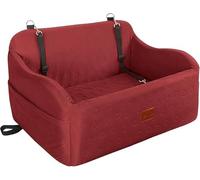 Lealchum Dog Booster Car Seat for Medium Dogs,Two Clip-On Safety Leashs Dog Car Bed for Two Small Dogs, Removable and Washable Comfy Pet Cars Seat,Easy to Install and Clean (Red, Large)
