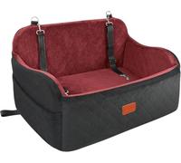 Lealchum Dog Booster Car Seat for Medium Dogs,Two Clip-On Safety Leashs Dog Car Bed for Two Small Dogs, Removable and Washable Comfy Pet Cars Seat,Easy to Install and Clean (Black/Red, Large)