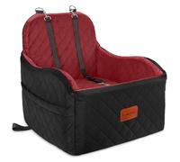 Lealchum Dog Booster Car Seat for Small/Medium Dogs,Puppy Portable Seat for Car with Elevated Cushion,Fully Detachable and Washable Pet Seat with Storage Pockets,Easy to Install (Black/Red, Medium)