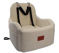 Lealchum Dog Booster Car Seat for Small/Medium Dogs,Puppy Portable Seat for Car with Elevated Cushion,Fully Detachable and Washable Pet Seat with Storage Pockets,Easy to Install (Beige, Medium)