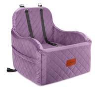 Lealchum Dog Booster Car Seat for Small/Medium Dogs,Puppy Portable Seat for Car with Elevated Cushion,Fully Detachable and Washable Pet Seat with Storage Pockets,Easy to Install (Purple, Medium)