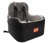 Lealchum Dog Booster Car Seat for Small/Medium Dogs,Puppy Portable Seat for Car with Elevated Cushion,Fully Detachable and Washable Pet Seat with Storage Pockets,Easy to Install (Black/Grey, Medium)