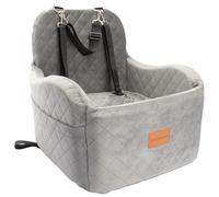 Lealchum Dog Booster Car Seat for Small/Medium Dogs,Puppy Portable Seat for Car with Elevated Cushion,Fully Detachable and Washable Pet Seat with Storage Pockets,Easy to Install (Grey, Medium)