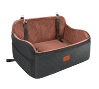 Lealchum Dog Car Seat for Large Size Dog,Soft Fabric Vehicle Dog Bed Filling Memory Foam,Car Seat for Dogs with 2 Clip-On Dogs Leashs,Removable and Washable Comfy Pet Car Seat(Black/Brown, Large)