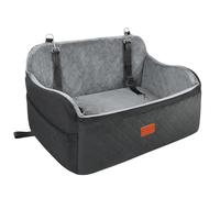 Lealchum Dog Car Seat Up to 55lb,2 Clip-On Safety Adjustable Leashs Car Dog Bed for 2 Small Dogs,Fully Detachable and Washable Pet Car Seat with 2 Storage Pockets,Easy to Install(Black/Grey, Large)