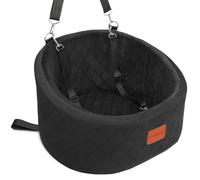 Lealchum Dog Car Seat with 2 Safety Dog Leashes, Safe Pet Travel Car Seat with Non-Slip Bottom, Fully Removable and Washable Seat for Dog, Soft Memory Foam Puppy Seat for Car (Black, Small)