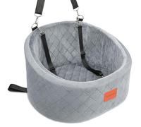 Lealchum Dog Car Seat with 2 Safety Dog Leashes, Safe Pet Travel Car Seat with Non-Slip Bottom, Fully Removable and Washable Cars Seat for Dogs, Soft Memory Foam Dog Seat for Car (Grey, Small)