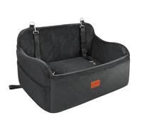 Lealchum Large Dog Car Seat,Memory Foam Cushion Car Seat for 2 Small Dogs,Comfy Car Dog Bed with Side Pocket and 3 Clip-On Safety Leashes,Easy to Install Car Seat for Dogs(Black, Large)