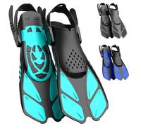 Lealinga Snorkel Fins, Swim Fins Flippers Adult Adjustable Snorkeling Diving for Adult Men Women Unisex, Travel Size Open Heel Swimming Flippers Training Fins with Mesh Bag