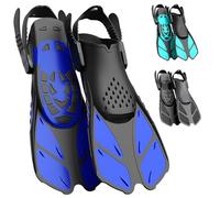 Lealinga Snorkel Fins, Swim Fins Flippers Adult Adjustable Snorkeling Diving for Adult Men Women Unisex, Travel Size Open Heel Swimming Flippers Training Fins with Mesh Bag