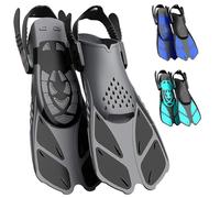 Lealinga Snorkel Fins, Swim Fins Flippers Adult Adjustable Snorkeling Diving for Adult Men Women Unisex, Travel Size Open Heel Swimming Flippers Training Fins with Mesh Bag