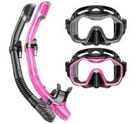 Lealinga Snorkel Set Adults 2Pack, Snorkel Mask Anti-Fog Panoramic View Diving Mask Dry Top Snorkel Kit with Travel Bag Diving Set for Snorkeling
