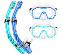 Lealinga Snorkel Set Adults 2Pack, Snorkel Mask Anti-Fog Panoramic View Diving Mask Dry Top Snorkel Kit with Travel Bag Diving Set for Snorkeling Scuba Diving Swimming Travel