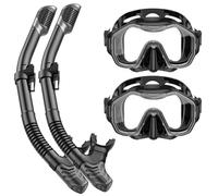 Lealinga Snorkel Set Adults 2Pack, Snorkel Mask Anti-Fog Panoramic View Diving Mask Dry Top Snorkel Kit with Travel Bag Diving Set for Snorkeling