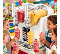 lealovengzh 430W Slush Machine No Ice Needed - Upgraded Dual Cylinders 2x2L, 7 Preset Programs for Slush, Freezing Juice & Soft Serve, Self Cleaning, LED Display - For Home & Commercial Use WhiteB