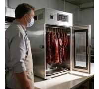 lealovengzh Heavy-Duty Stainless Steel Food Dehydrator, 800W Biltong Drying Box, 14 Hooks & 30-90°C Temperature &7.5kg Large Capacity - for Jerky, Dry Aging Meat, Sausages, Bacon