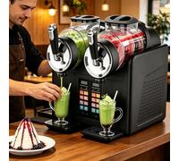 lealovengzh Rapid Cooling Slush Machine - Dual Head 2x2L, 7-in-1 Freezing Drink & Soft Serve Maker, No Ice Needed with Self Cleaning, Touchscreen - Perfect for Summer Parties, Home, Commercial BlackA