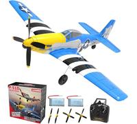 LEAMBE RC Plane, Remote Control Airplane 4 Channel Fighter with 6-Axis Gyro, Ready to Fly Upgrade P51 Mustang RC Airplane for Beginners Adult with Xpilot Stabilization System & One Key Aerobatic Blue