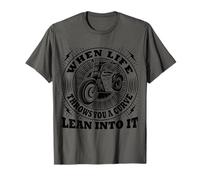 Lean Into The Curve Biker Motorcycle Rider Retro Design T-Shirt