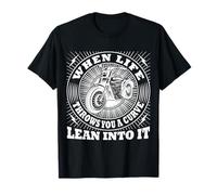 Lean Into The Curve Biker Motorcycle Rider Retro Design T-Shirt