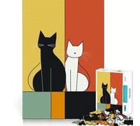 Lean on Me Black And White Cats 1000 Piece Jigsaw Puzzles for Adults Recall Boost Smooth Thick Real Challenge Wall Accent (50x75cm)