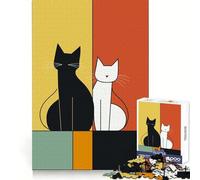 Lean on Me Black And White Cats 1000 Piece Jigsaw Puzzles for Adults Recall Boost Smooth Thick Real Challenge Wall Accent (50x75cm)
