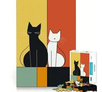 Lean on Me Black And White Cats 1000 Piece Jigsaw Puzzles for Teenagers Jigsaw Home Play Neat Thick Home Fun Fine Art (38x26cm)