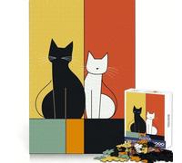 Lean on Me Black And White Cats 1000 Piece Jigsaw Puzzles for Teenagers Jigsaw Home Play Neat Thick Home Fun Fine Art (38x26cm)