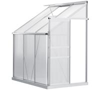 Lean-to Greenhouse Clear 192x127x214cm Aluminium Frame Polycarbonate Panels Roof
