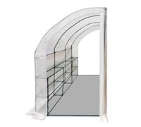 Lean To Greenhouse for Outdoor Use - Heavy Duty PE Mesh Fabric with Shelves and Plastic Connectors for Vegetables and Seedlings