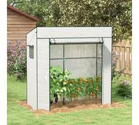 Outsunny Walk-in Garden Green House With Large Roll-up Door, White, White