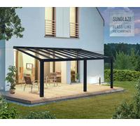 Lean to Veranda Pergola 3.4X6.6 Grey Clear Aluminium Patio Cover Stockholm