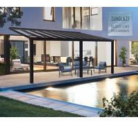 Lean to Veranda Pergola 3.4X7.4 Grey Clear Aluminium Patio Cover Stockholm