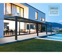 Lean to Veranda Pergola 3.4X9.5 Grey Clear Aluminium Patio Cover Stockholm