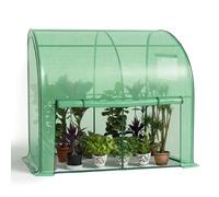 Lean To Wall Greenhouse 200 x 100 x 180cm PE Cover Green Garden Outdoor Home