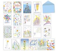 Leanin' Tree - Kind Words, Happy Thoughts - Made in USA - 20 All Occasion Cards Assortment Box with Envelopes, Greeting Cards Assortment Box, Includes Birthday, Friendship, Anniversary, New Baby