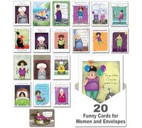 Leanin' Tree Laugh with Leslie - Made in USA - 20 Assorted Cards with Envelopes All Occasion, Bulk Birthday Cards for Women, Birthday Cards Funny Enough to Make You Laugh Out Loud