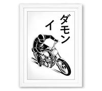 Leaning Into Speed Japandi Framed Wall Art Print A4 (29.7×21cm) White, Wall Decor for Living Room, Bedroom, Office & Home, Ready to Hang, Art Gift