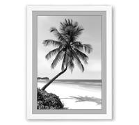 Leaning Palm Coastal Framed Wall Art Print A1 (84.1×59.4cm) White, Wall Decor for Living Room, Bedroom, Office & Home, Ready to Hang, Art Gift