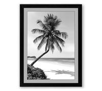 Leaning Palm Coastal Framed Wall Art Print A2 (59.4×42cm) Black, Wall Decor for Living Room, Bedroom, Office & Home, Ready to Hang, Art Gift