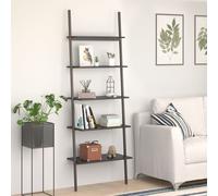 Leaning Shelf Black 64x34x185.5cm Engineered Wood & Steel 5-Tier Narrow SlimFit