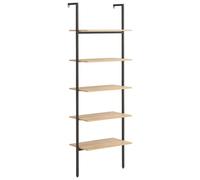 Vidaxl 5-tier Leaning Shelf Dark Brown And Black 64X35X185 Cm, Brown
