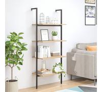 vidaXL 4-Tier Leaning Shelf Dark Brown and Black 64x35x152.5 cm LSO UK