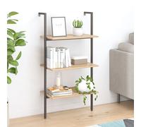 3-Tier Leaning Shelf Dark Brown and Black 64x35x120.5 cm GF0